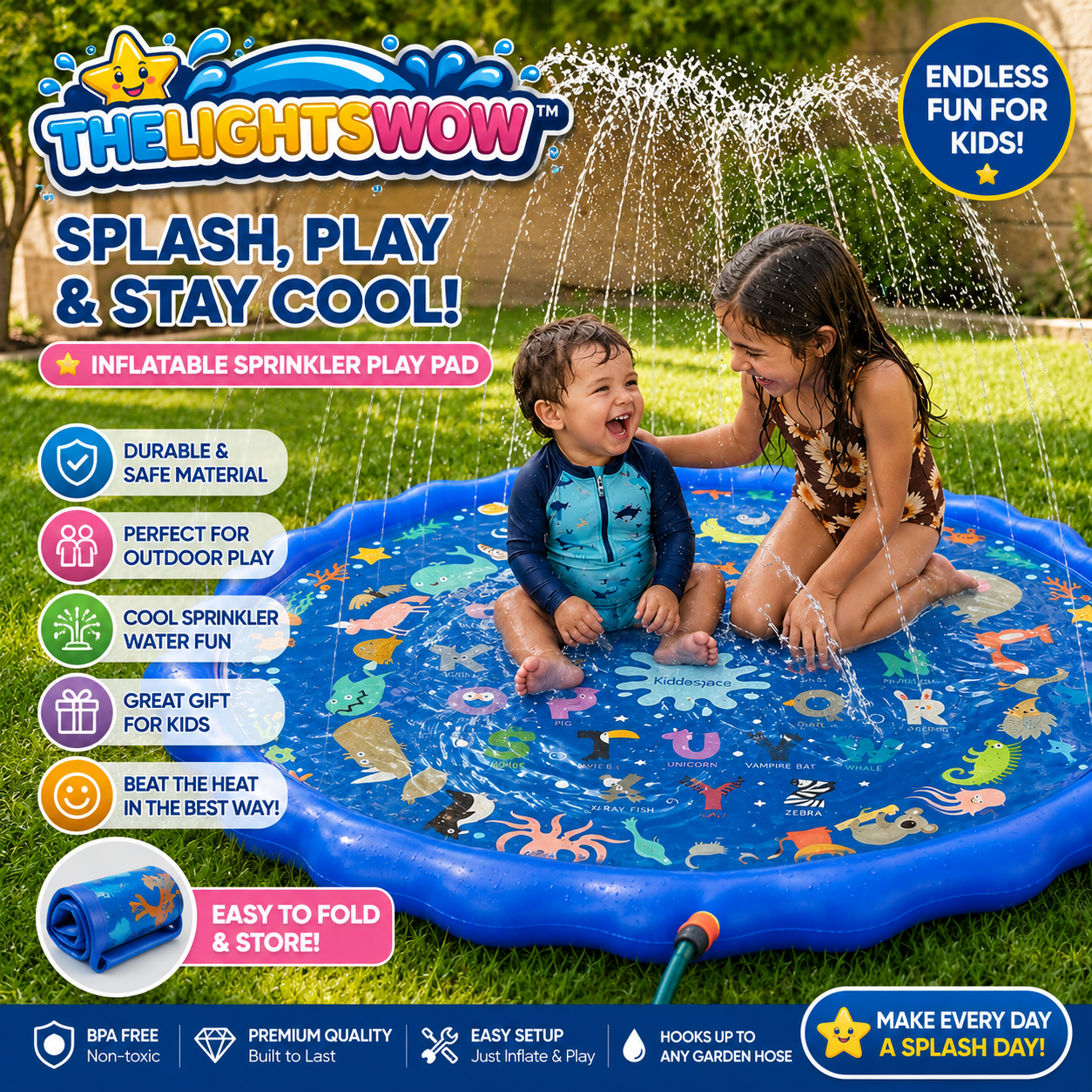 THELIGHTSWOW™ KiddoSpace XL 59" / 150 cm Splash Pad