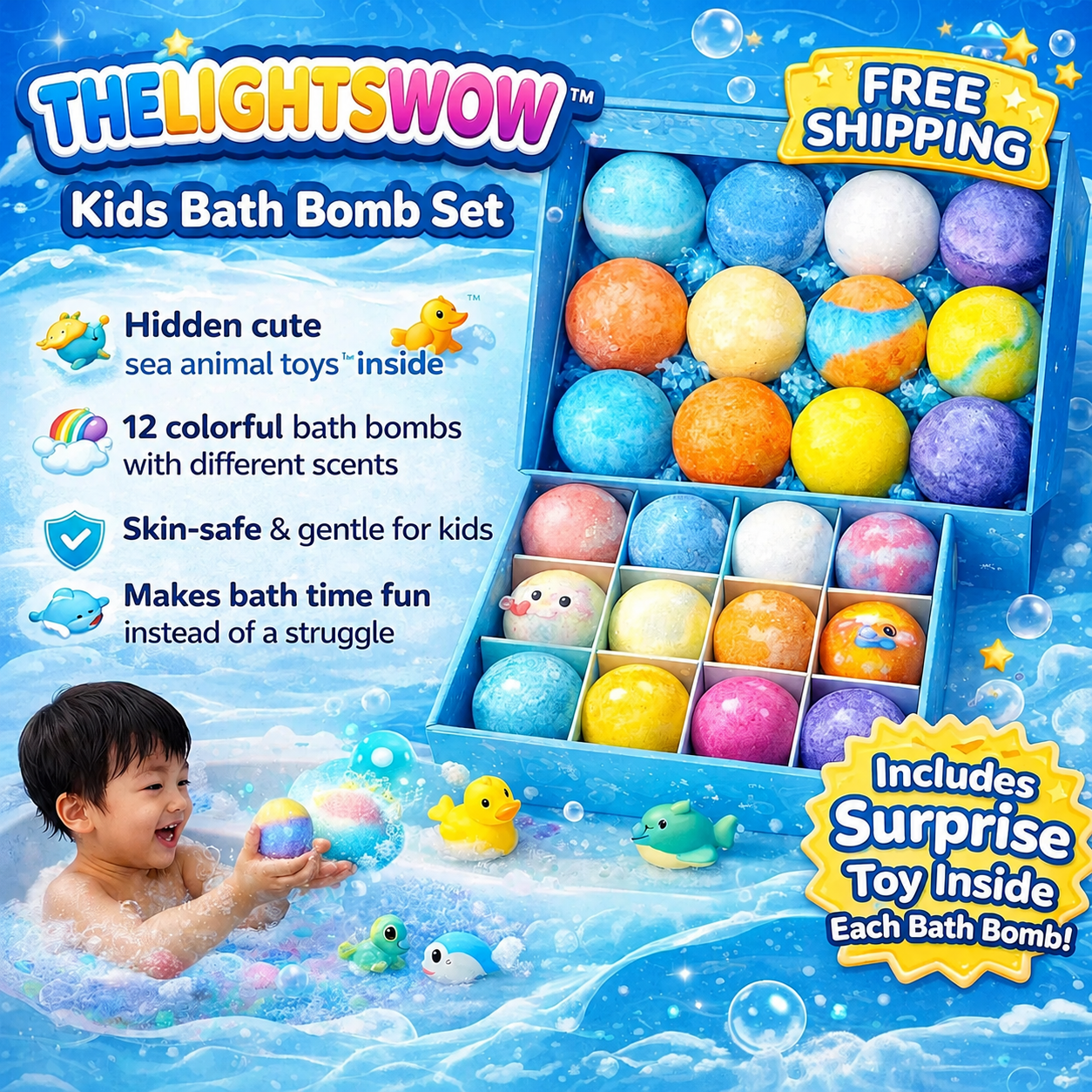thelightswow™ – Easter Surprise Bath Bombs WITH TOYS for KIDS